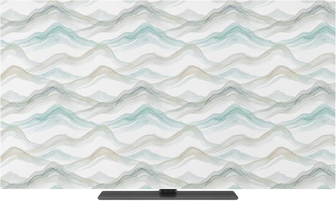 Water Ripple Teal Gradient Indoor TV Cover, Elastic TV Screen Protector Modern - Image 2