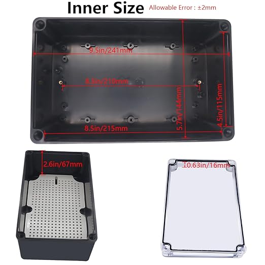 Junction Box, IP67 Waterproof ABS Black Project Box Clear Cover - Image 4