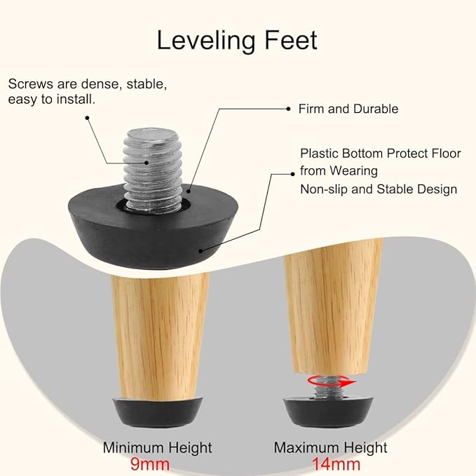 uxcell Metric M8 x 1.25 Furniture Glide Leveling Feet Adjustable Leveler Floor - Image 4