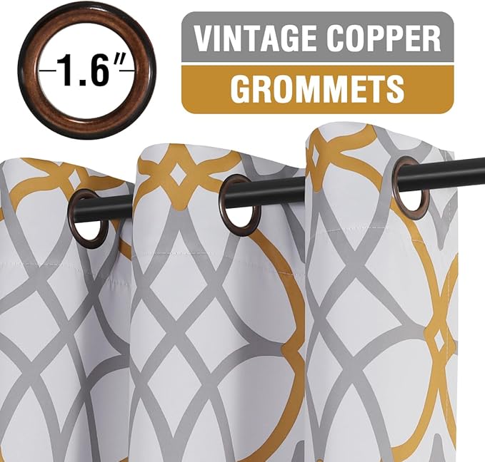 H.VERSAILTEX Blackout Curtains Printed Design 54 Inch Length 2 Panels Set - Image 2