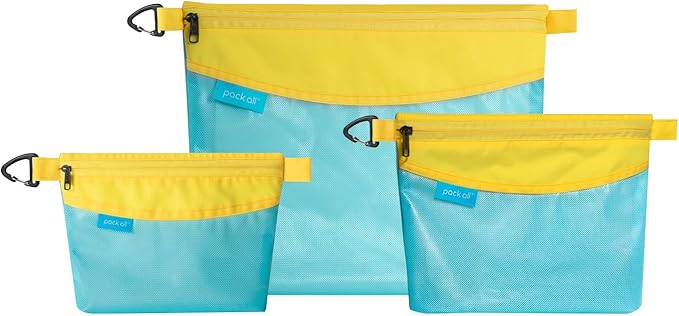 pack all 3 Pcs Water-Resistant Material Zipper Pouch Set, Mesh Zipper Bags by packall