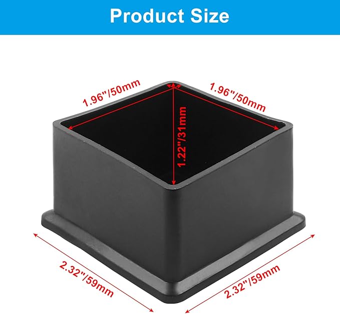 BokWin 4 Pcs Chair Leg Caps 2 Inch*2 Inch Square Furniture Floor Protectors - Image 5