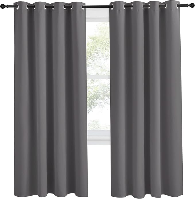 NICETOWN Grey Blackout Curtain 78 inch Long, W55 x L78, 1 Panel, Thermal - Image 2
