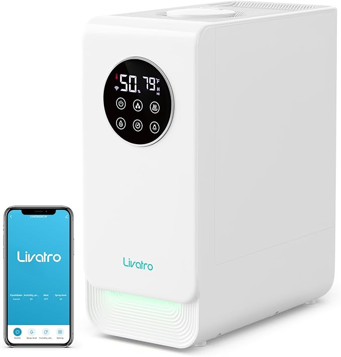 6L Smart Humidifier for Large Room, Warm & Cool Mist by Livatro