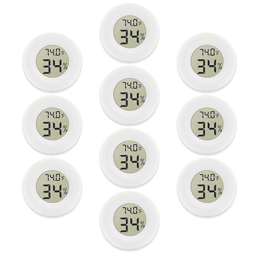 10-Pack Mini Thermometer Hygrometer, Small Digital Electronic Temperature by Rojuna