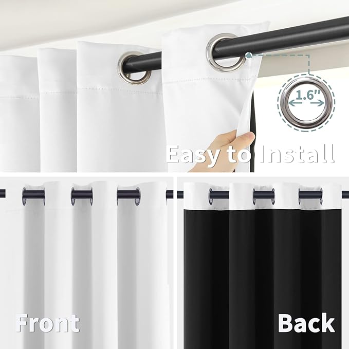 BGment White Blackout Curtains 95 Inches Long 2 Panels Set - Image 6
