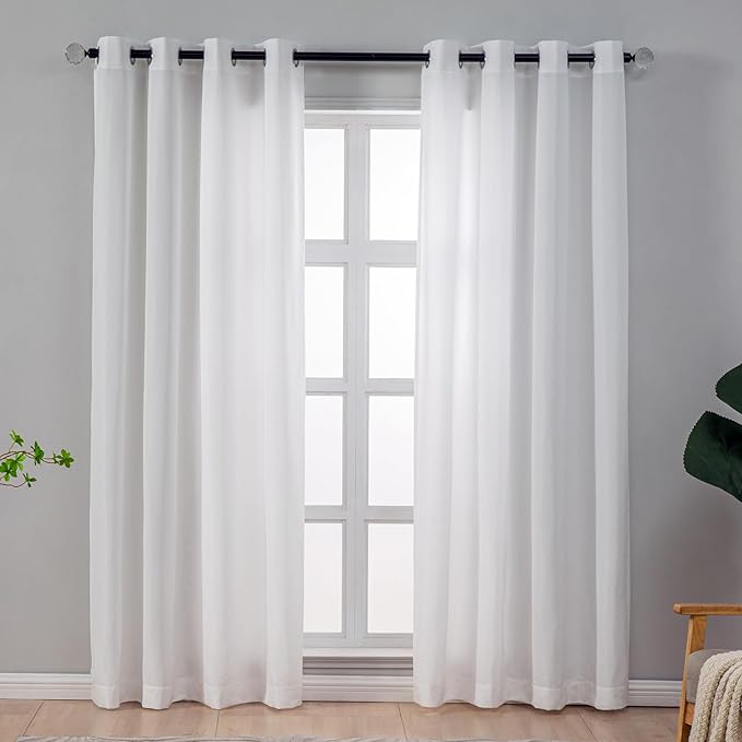 L.Z.E White Privacy Curtains 90 Inches Long 2 Panels Set, Light Filtering by LZE