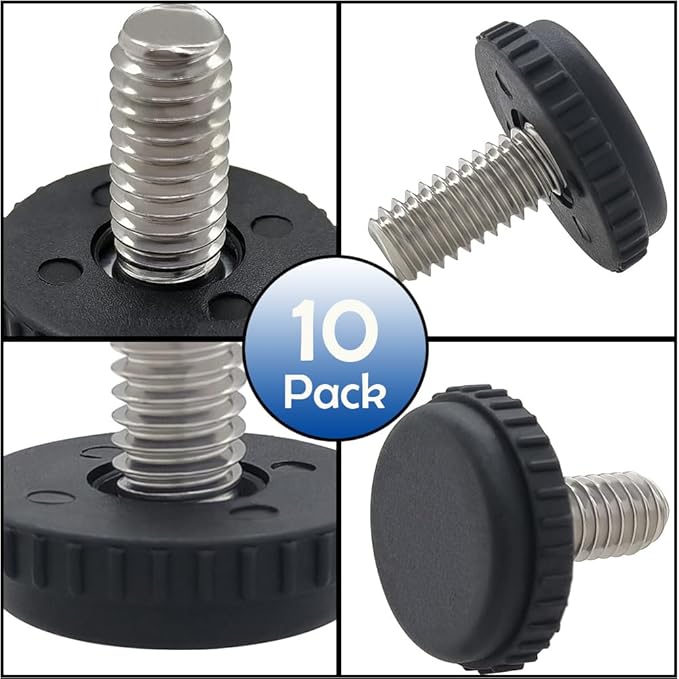 Hooshing 10PCS 1/4-20 Stainless Steel Adjustable Furniture Levelers Screw in - Image 3