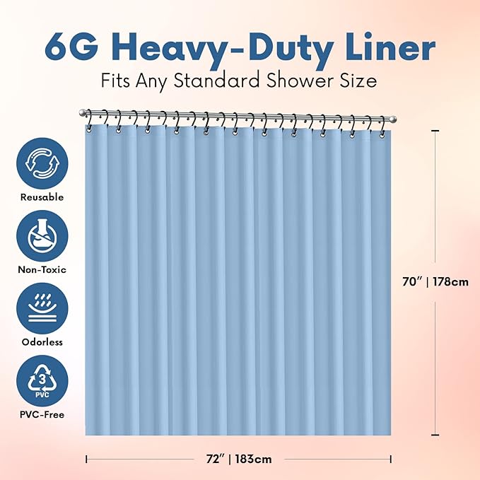 Premium Shower Curtain Liner, 6G PEVA Shower Curtain - Image 2