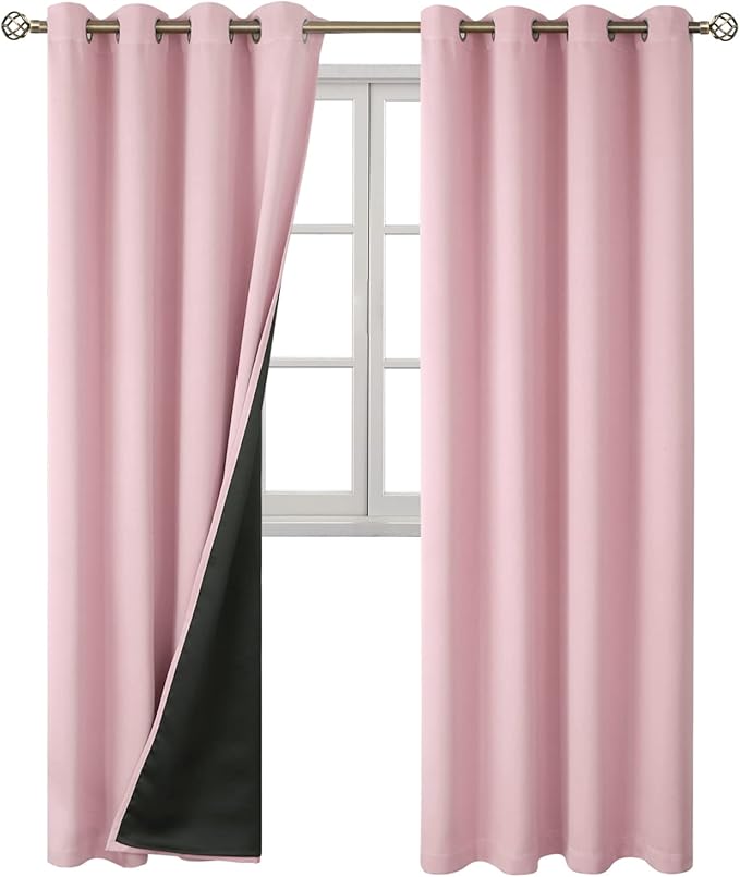BGment Baby Pink 100% Blackout Curtains - Image 8