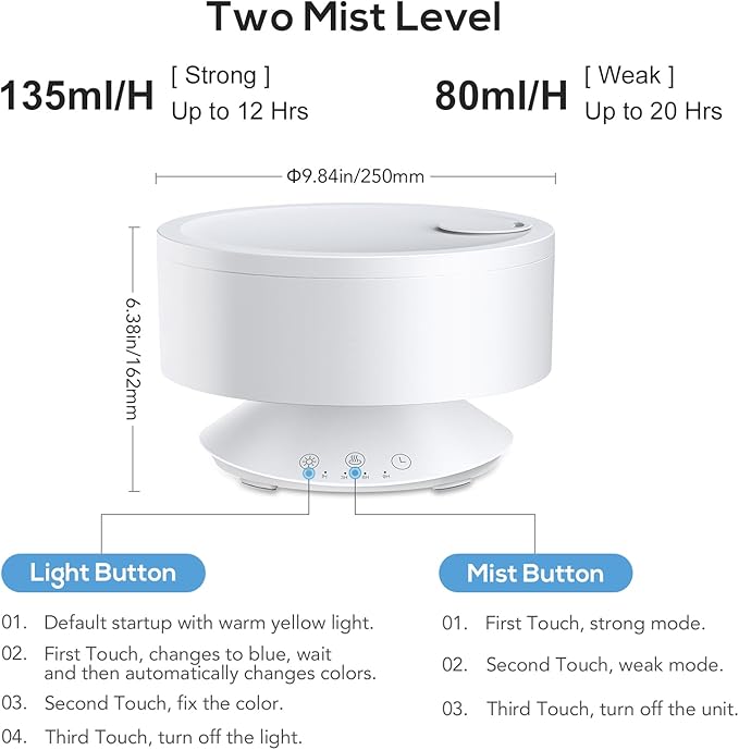 Large Humidifiers Easy to Clean, Essential Oil Diffuser, Colorful Light - Image 5