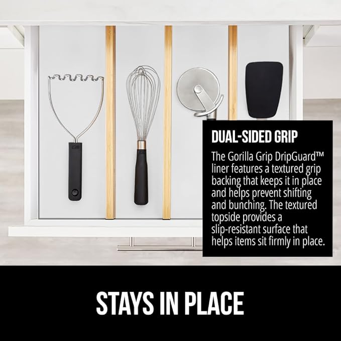 GORILLA GRIP DripGuard Shelf Liner, Non-Adhesive Drawer and Kitchen Cabinet - Image 4