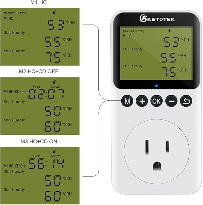 Digital Humidity Controller Outlet Plug 120v 15A Humidistat Countdown Control - Image 2