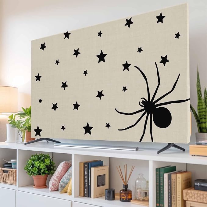 Halloween Spiders- Stars Black Shadow Indoor TV Cover, Elastic TV Screen - Image 6