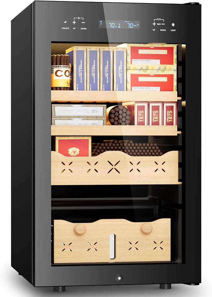 65L Electric Cigar Humidor, Intelligent Temperature & Humidity Control by Mirfee