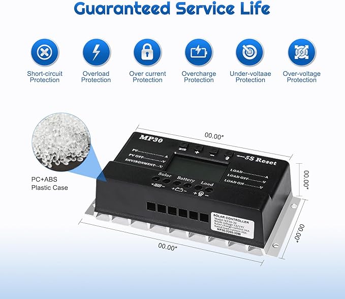 Solar Charge Controller 30A 12V/24V PWM Negative Ground Solar Charge Controller - Image 2