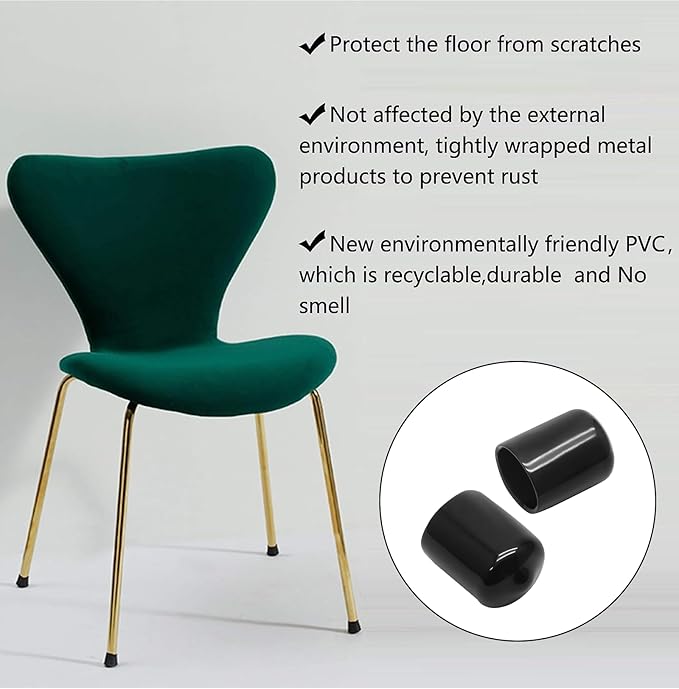 12 Pcs Round Rubber End Caps 4/5" ID Vinyl Flexible Bolt Chair Foot Covers - Image 5