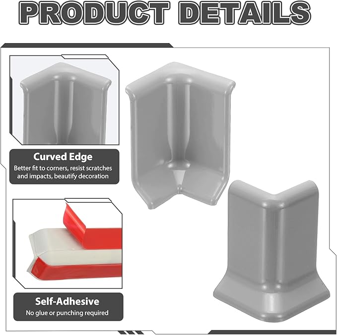 uxcell Self Adhesive Baseboard Corner Blocks, 2.2 Inch Wall Edge Corner - Image 4