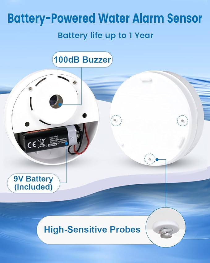10 Pack Water Leak Detectors for Home, 100dB Waterproof Water Sensor Alarm Leak - Image 4