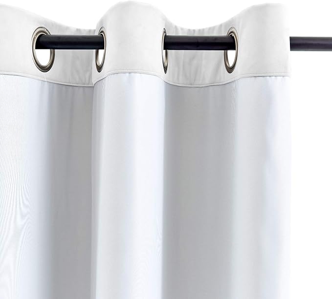 ChadMade Blackout Lined Premium Velvet Curtain Off White 50Wx84L Inch, Eyelet - Image 3
