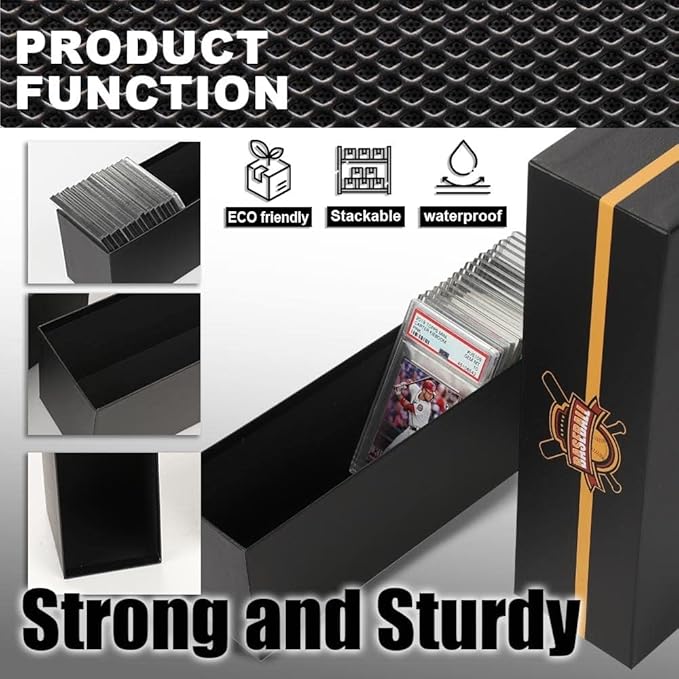 G-PLUS Graded Cards Holder Container Graded Card Storage Box Holds 50-55 Black - Image 6