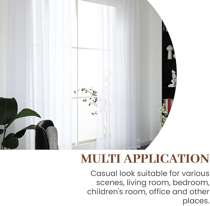 Dreaming Casa Solid Sheer Curtains Draperies White Rod Pocket 2 Panels 72" W x - Image 5