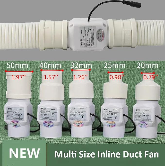 3/4'' 20 mm Inline Duct Fan, 6W 22 CFM Ventilation System High Efficiency - Image 7