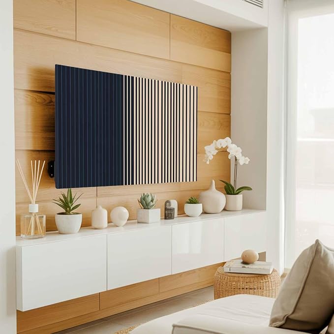 Deep Blue Line Color Block Indoor TV Cover, Elastic TV Screen Protector Modern - Image 3