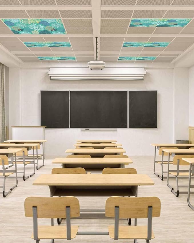 Fluorescent Light Covers for Ceiling Lights Nautical Coastal Ocean Coral - Image 4