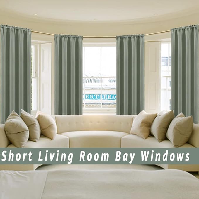 Green Blackout Curtains for Small Window Set, Darkening Room Curtains 2 Panels - Image 4