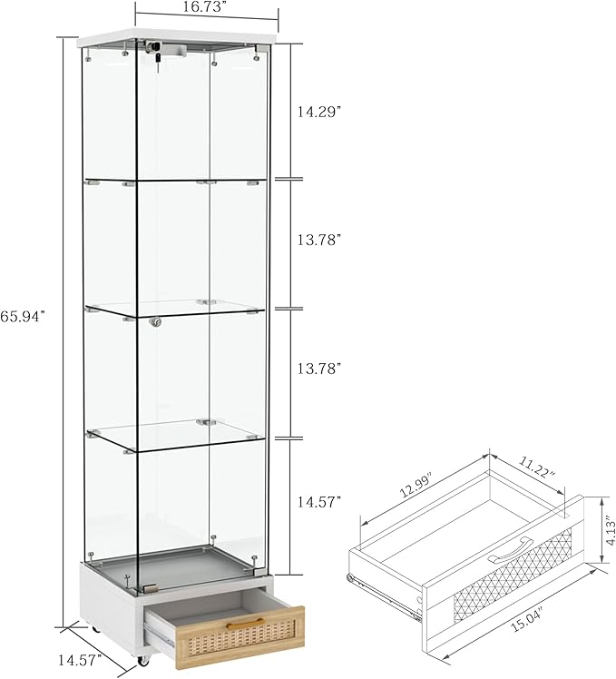 Yoluckea 4-Tier Glass Display Cabinet - Image 2