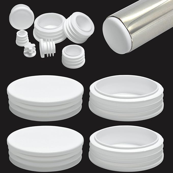3-1/8" Plastic Hole Plugs White -Round Chair Leg Caps, Flush Mount Pipe Plugs by EASYEAH