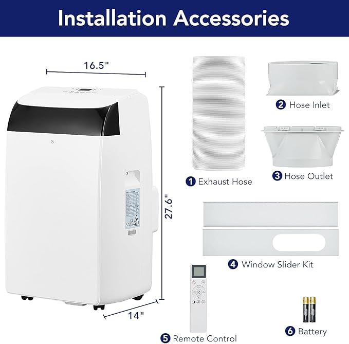 14, 000 BTU Portable Air Conditioner Cools up to 750 Sq.Ft, 3-in-1 Quiet - Image 7