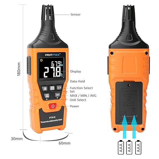 Protmex PT618 Temperature Humidity Meter, Thermometer Hygrometer Monitor - Image 2