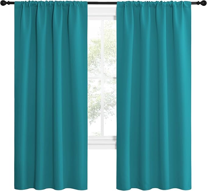 NICETOWN Peacock Blue Blackout Curtains Panels - Image 2