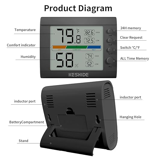 Hygrometer Thermometer Gauge Mini Digital, Monitor Indoor Outdoor Humidity - Image 5