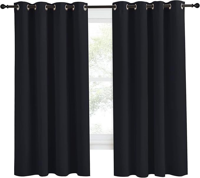 NICETOWN Black Blackout Curtain 68 inch Length, W55 x L68 Inch, 8 Grommets Top - Image 2