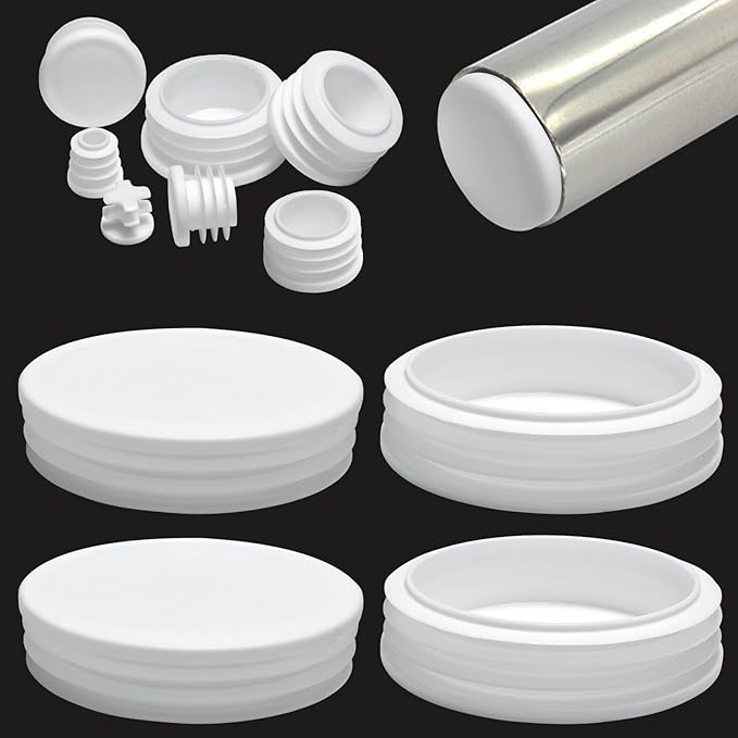 4" Plastic Hole Plugs White -Round Chair Leg Caps, Flush Mount Pipe Plugs by EASYEAH