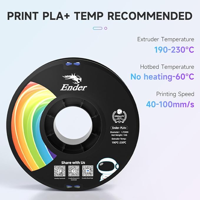 Creality 3D Printer Filament, PLA Plus Filament 1.75mm Rainbow, PLA Pro - Image 4