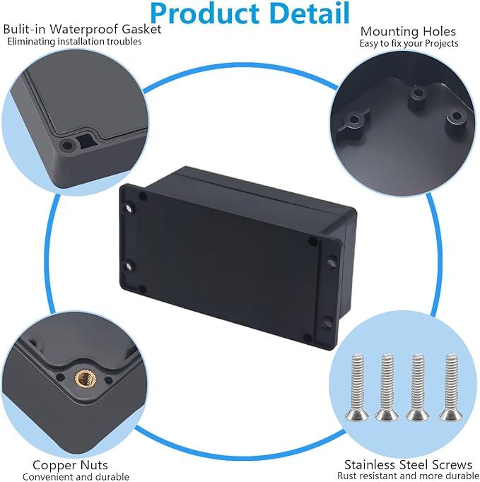 Project Box ABS Black Electrical Boxes IP67 Outdoor Waterproof Junction Box - Image 6