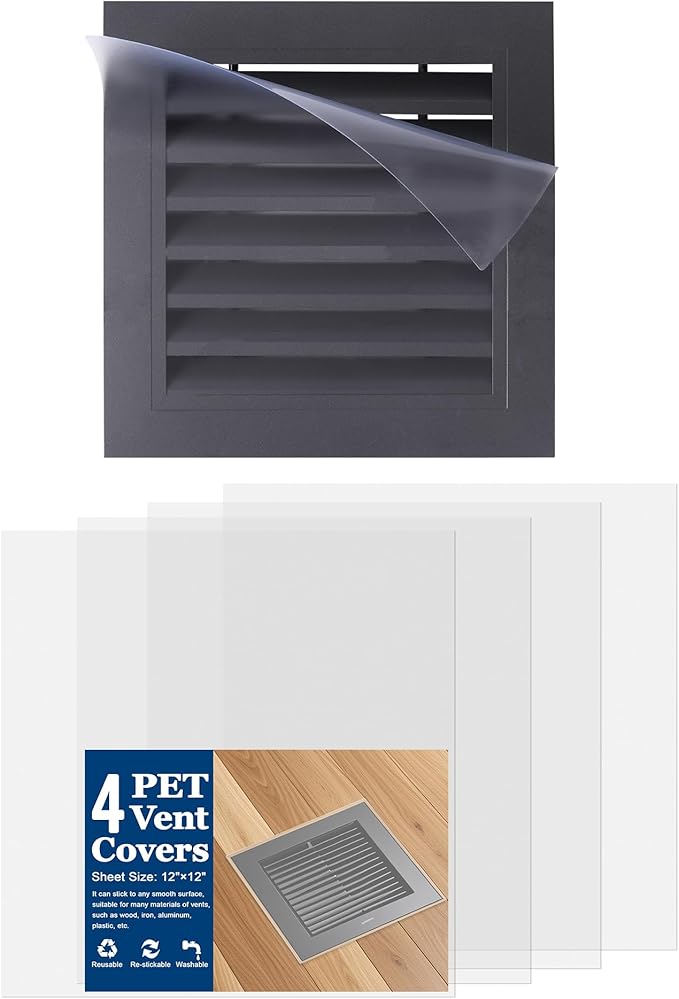 4 Pack PET Vent Covers with Nano Adhesive, Ceiling Vents and Air Registers by CreateAColorfulLife