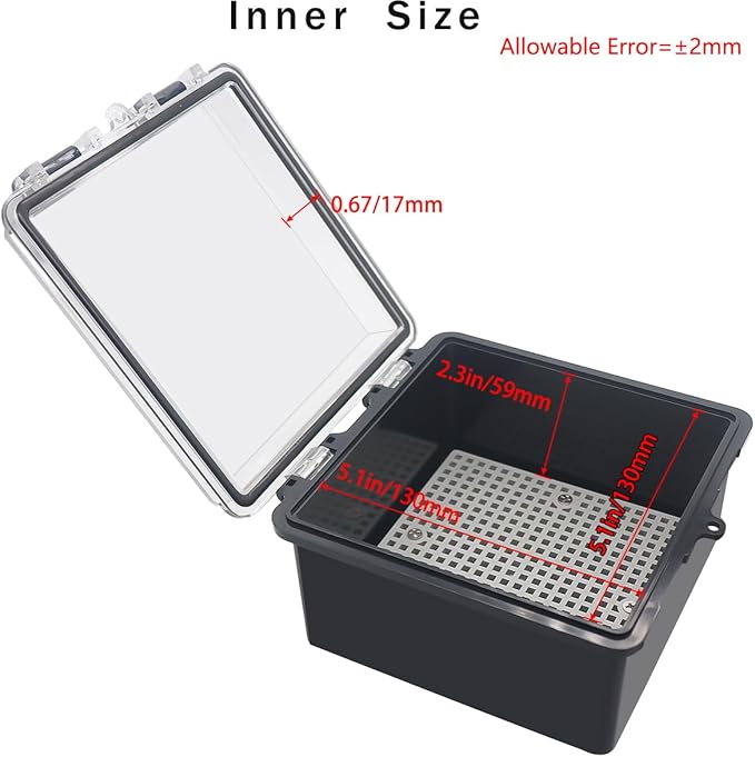 Junction Box, Hinged Black Clear Cover IP67 Waterproof ABS Project Box - Image 3