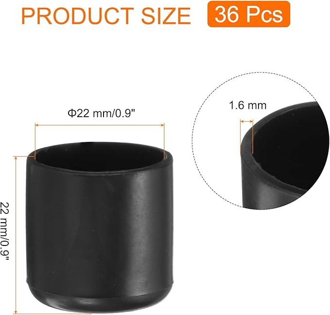 uxcell 36pcs Round Chair Leg Caps 22mm/0.9" PVC Chair Leg Floor Protectors - Image 2