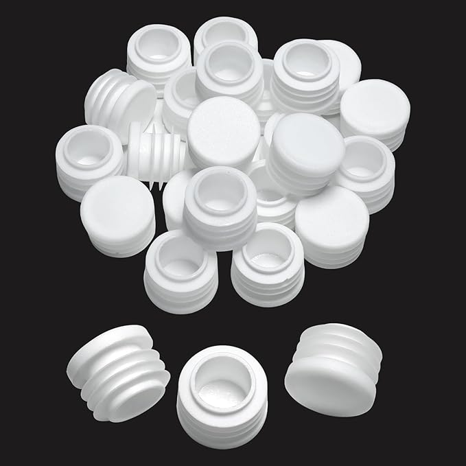 7/8" Plastic Hole Plugs White -Round Chair Leg Caps, Flush Mount Pipe Plugs by EASYEAH