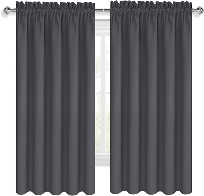 DWCN Bedroom Blackout Curtains 60 x 63 Inches Length 2 Panels Set, Solid - Image 9