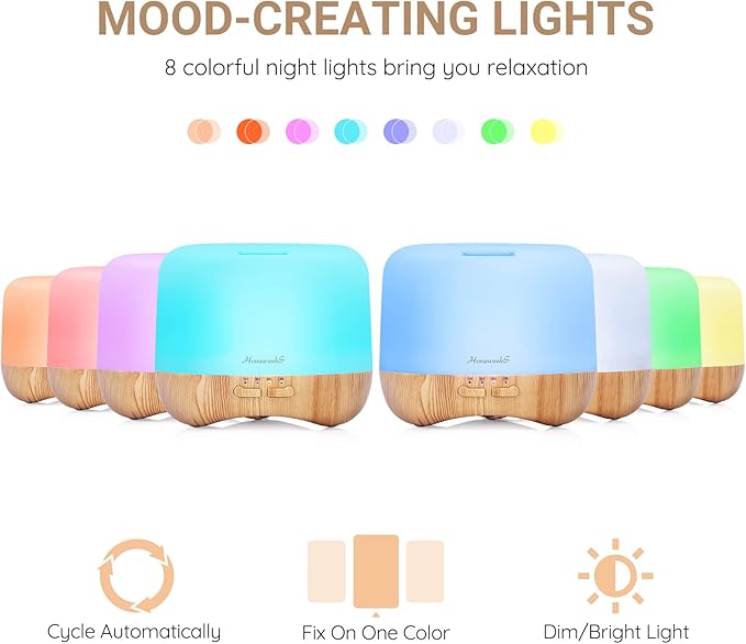 Homeweeks 300ml Essential Oil Diffuser, Quiet Aromatherapy Mist Diffusers - Image 6