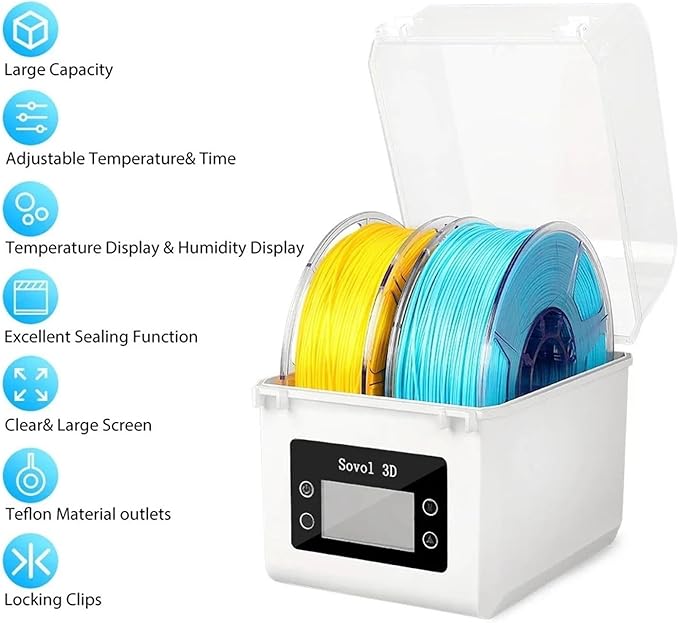 2 Rolls Filament Dehydrator Spool Holder Filaments Dry Box - Image 2