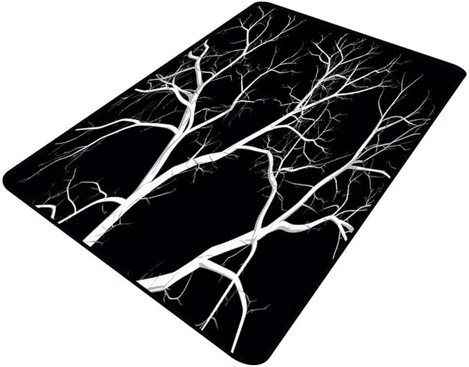 White Branches in The Dark Night Carpet: Elegant Pattern Printing Lightweight by Snarena