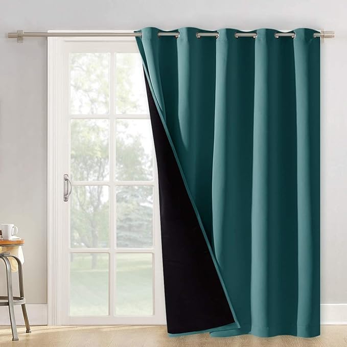 NICETOWN 100% Blackout Patio Sliding Door Curtain, Wide Lined Drape, Keep Warm - Image 2