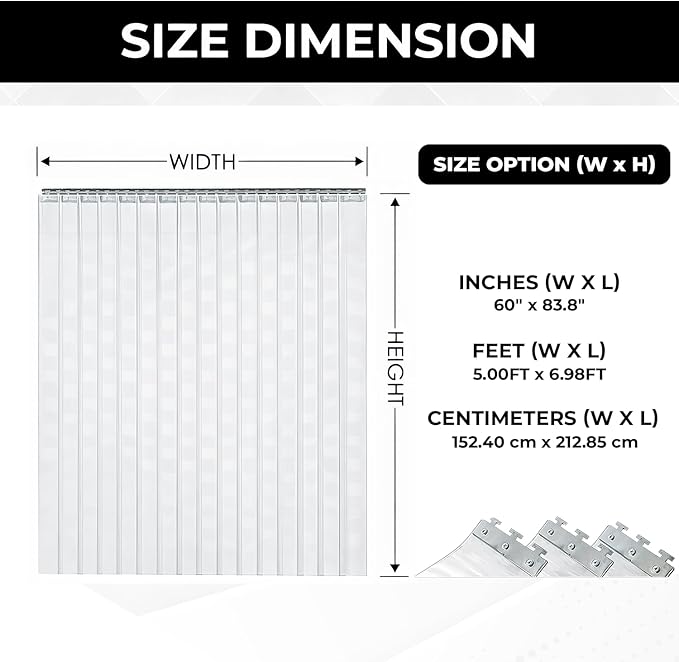 Clear PVC Smooth Plastic Strip Door Curtain Kit 5 x 7' Standard 60 x 83.8 in - Image 4